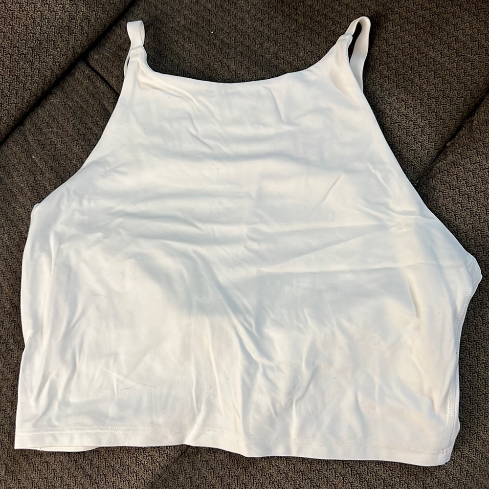 Athleta White halter top with built in bra Large